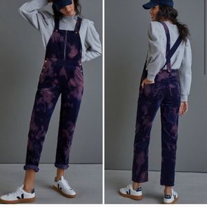 Anthropologie overalls bleach dye purple